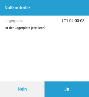 Nullkontrolle in mobiler App für SAP Lagerlogistik