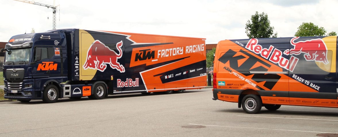  „KTM-Racing-Truck im internationalen Renneinsatz – als mobiles Lager genutzt mit Ontego, SAP und offline-fähiger Lösung.